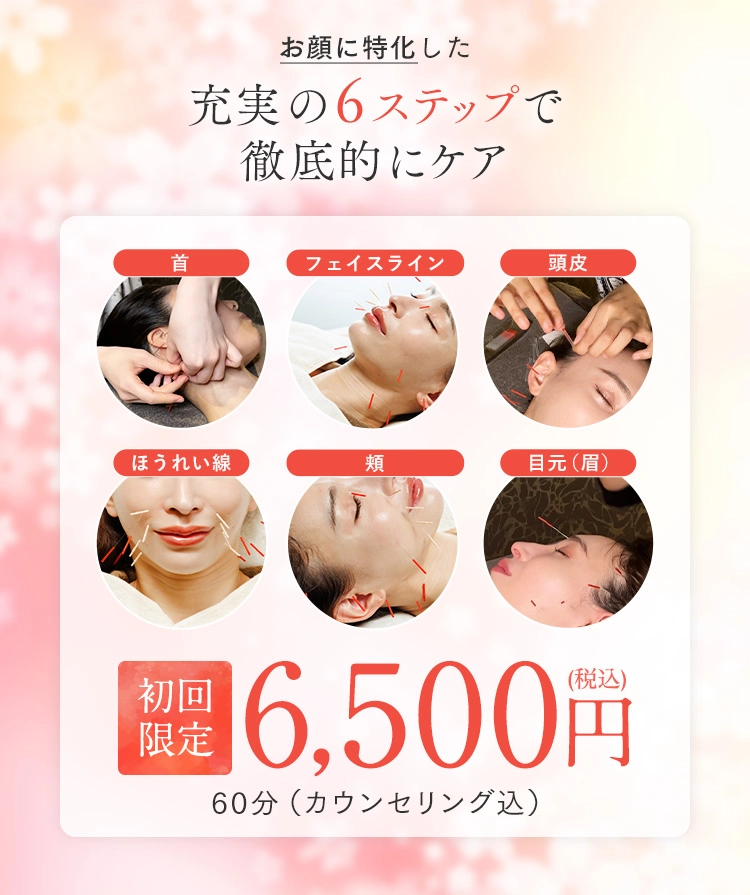 お顔に特化した充実の6ステップで徹底的にケア